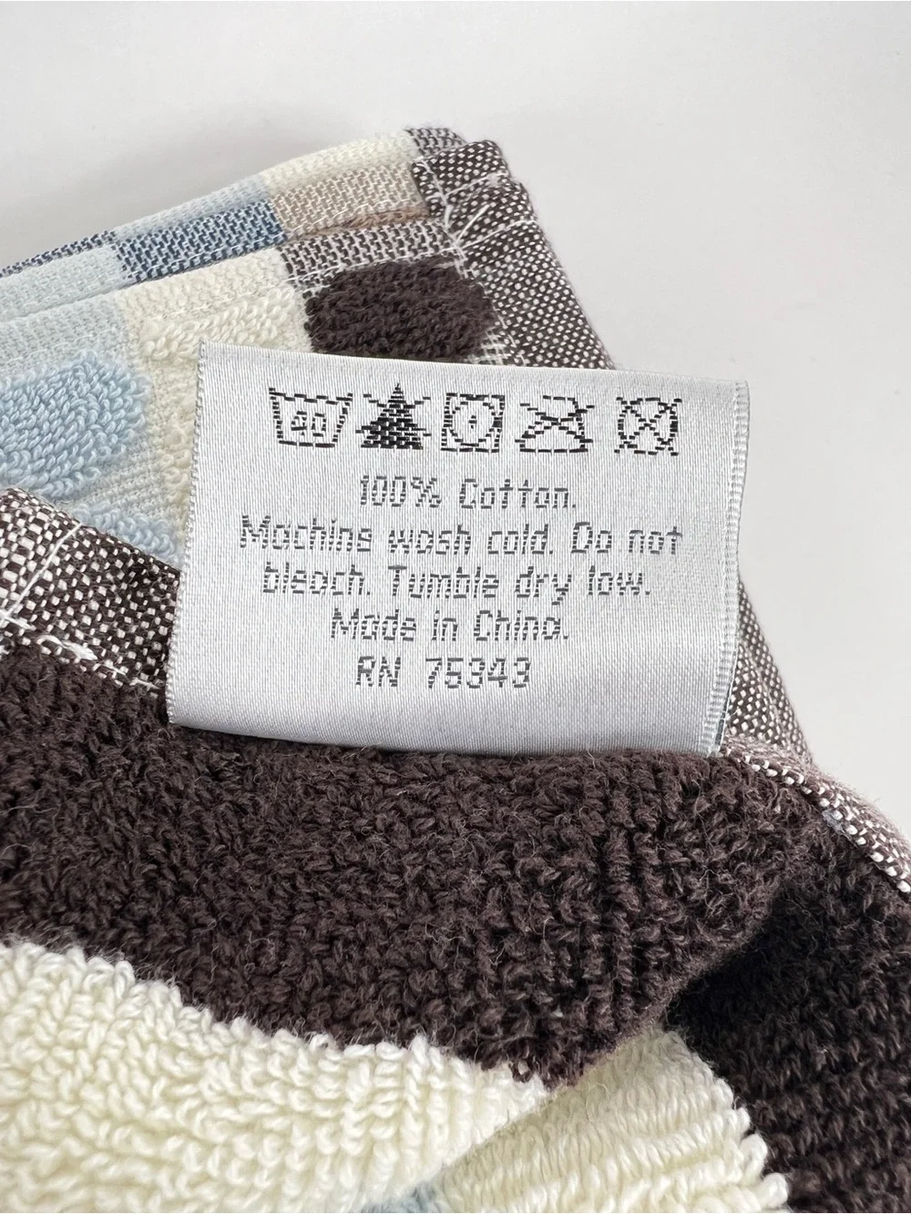 Soho Living Bath Towel Dots and Stripes Brown Blue White Soft Cotton 2 Pc NEW